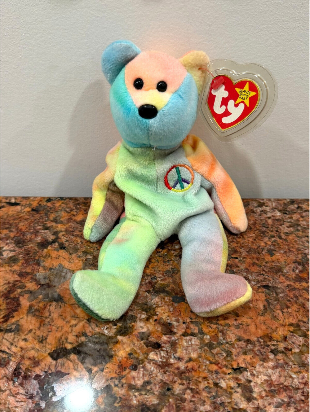 Vintage Retired Peace the Bear TY Beanie Bear